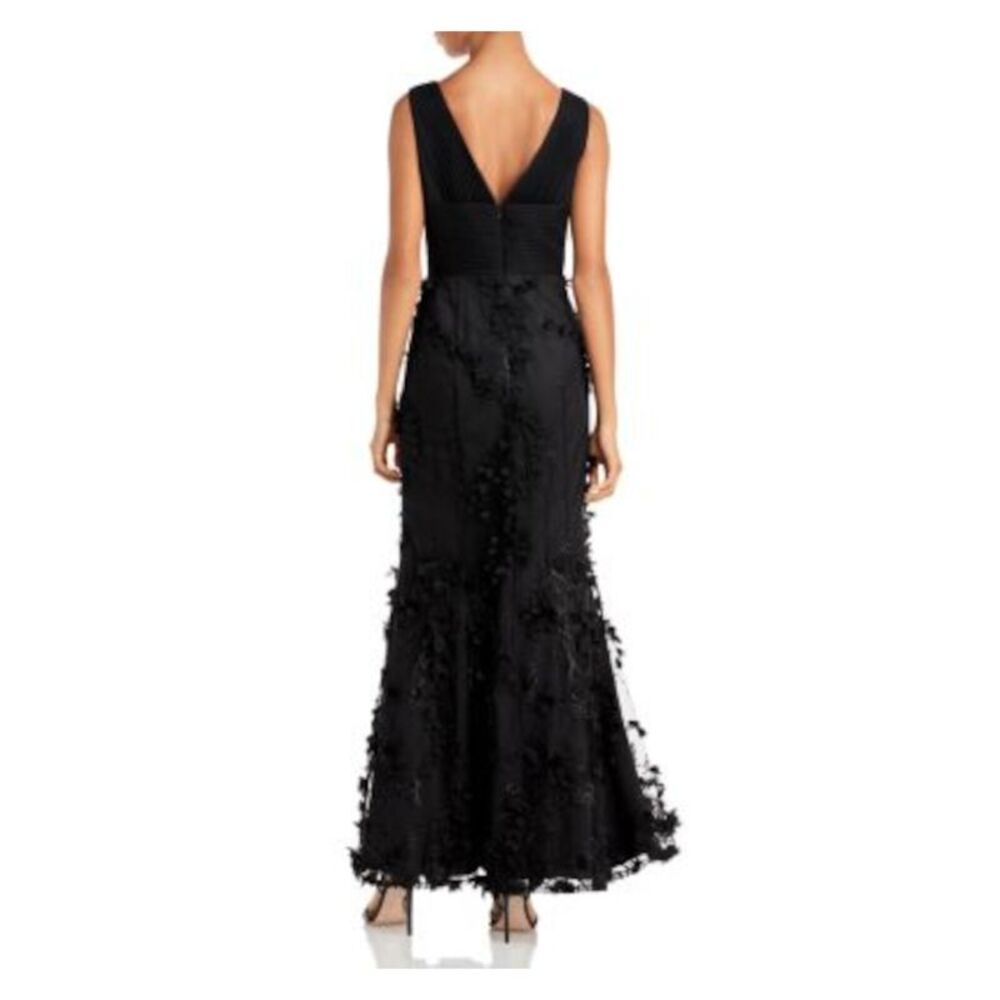 AIDAN MATTOX Womens Black 3-d Skirt Lined Sleeveless Full-Length Gown Dress 14 - Picture 2 of 3